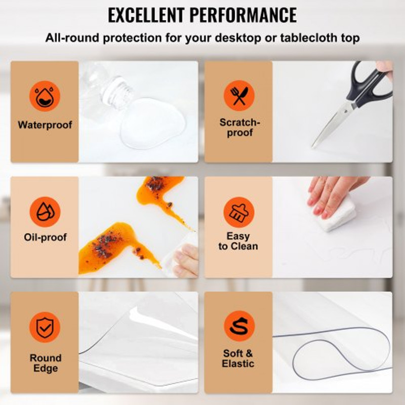 Thick Clear Desk Protector Table Pad Plastic Tablecloth Table Protector For Dining Room Table Water 4
