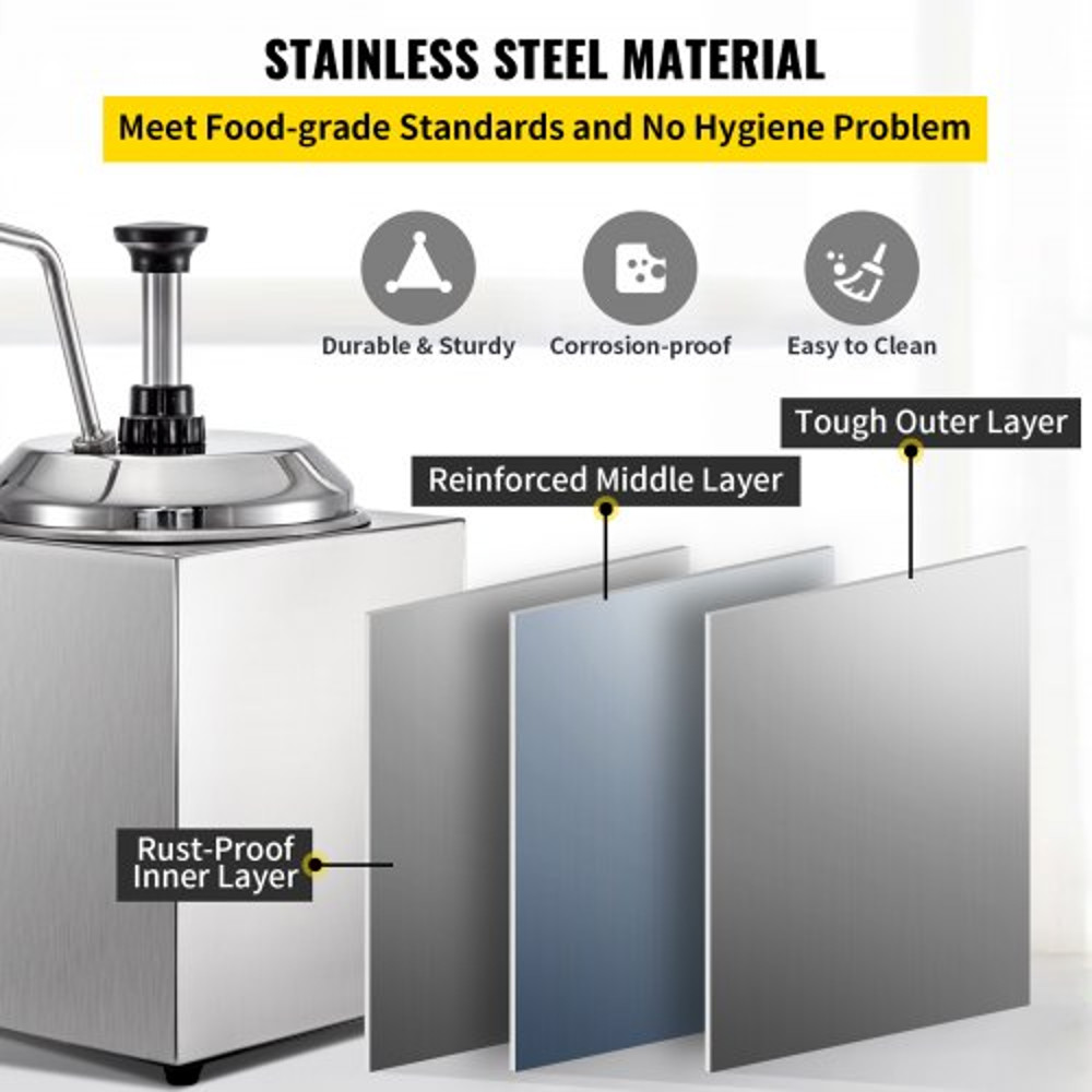 Stainless Steel Hot Cheese Dispenser 24QT Electric Nacho Cheese Warmer With Pump For Hot Fudge Cara 3