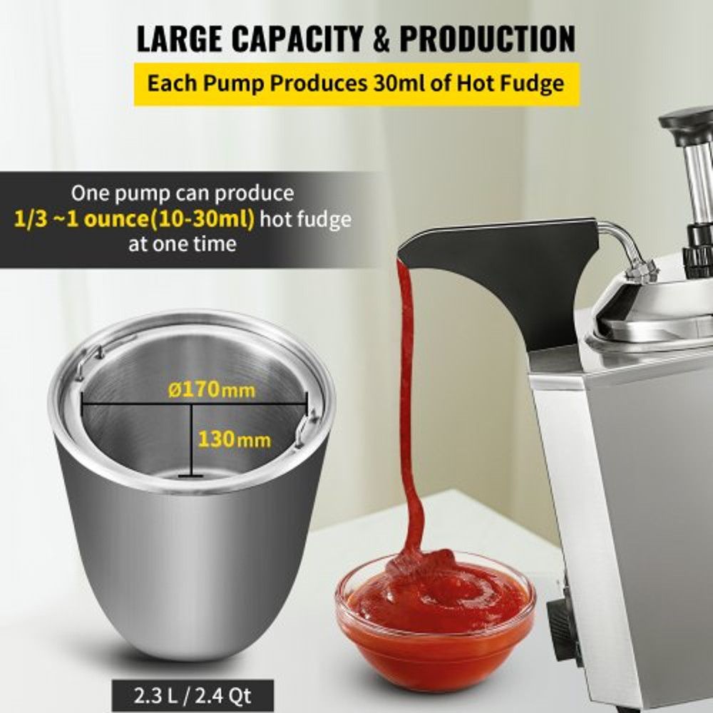 Stainless Steel Hot Fudge Warmer With Pump 650W Cheese Dispenser With 30110C Temp Adjustable 4