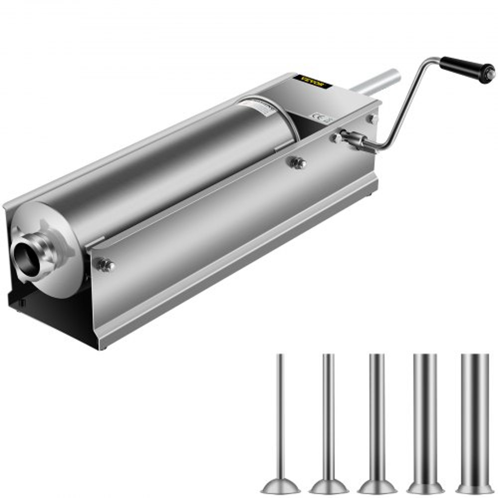 7L Stainless Steel Manual Sausage Stuffer Horizontal Sausage Maker With 5 Filling Nozzles For Home  0