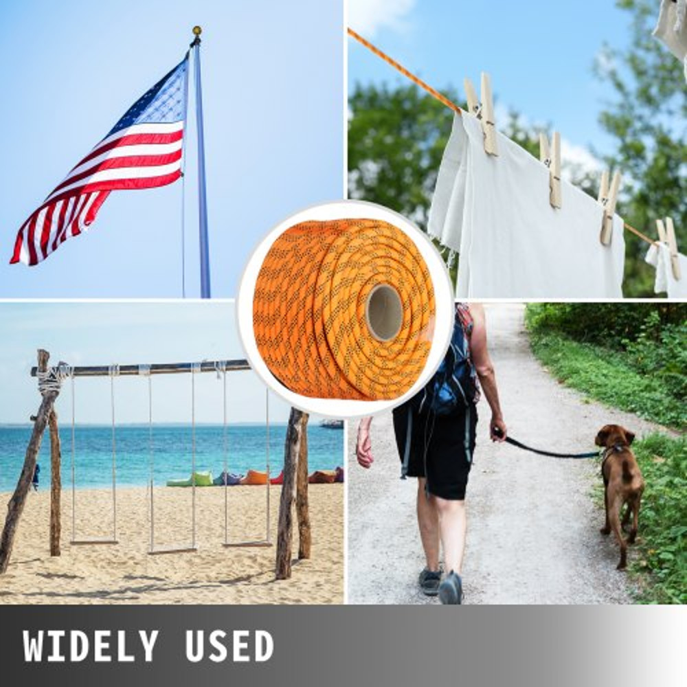 7/16" Double Braid Polyester Rope, 200FT High-Strength Sailing Rope for Arborist, Gardening