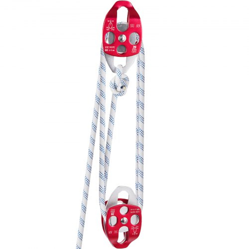HeavyDuty Twin Sheave Block With 12 Braid Rope 7700LB Double Pulley Rigging System For Climbing  Re 7