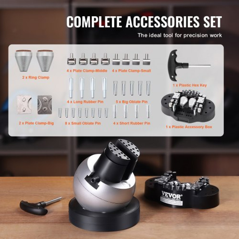 Standard Block Ball Vise For Jewelry Work 360 Rotatable Engraving Vise With 34 PCS Accessories For  3