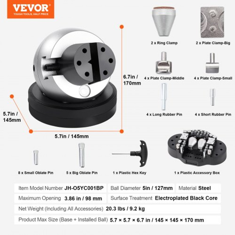 Standard Block Ball Vise For Jewelry Work 360 Rotatable Engraving Vise With 34 PCS Accessories For  7