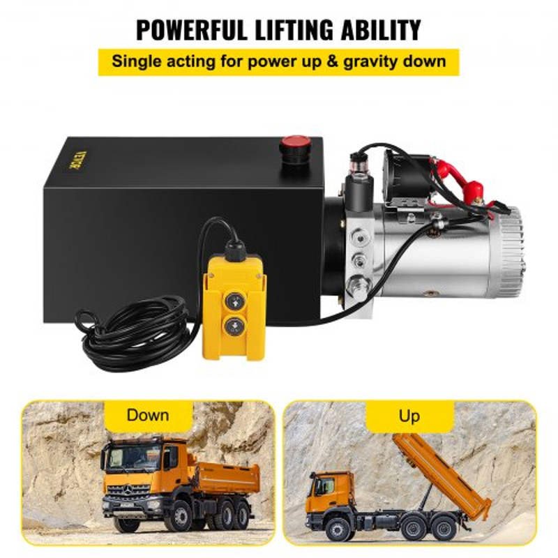 Hydraulic Power Unit DC Single Acting Hydraulic Pump With Steel Reservoir  Connector For Dump Trail 3