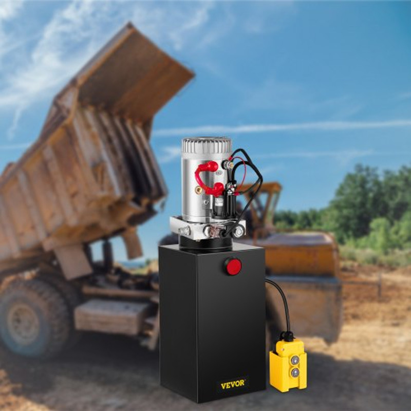 Hydraulic Power Unit DC Single Acting Hydraulic Pump With Steel Reservoir  Connector For Dump Trail 8