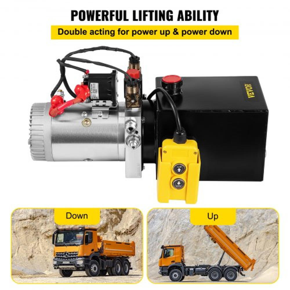 Hydraulic Pump Quart Double Acting Hydraulic Power Unit With Steel Oil Tank DC Pump For Dump Traile 3