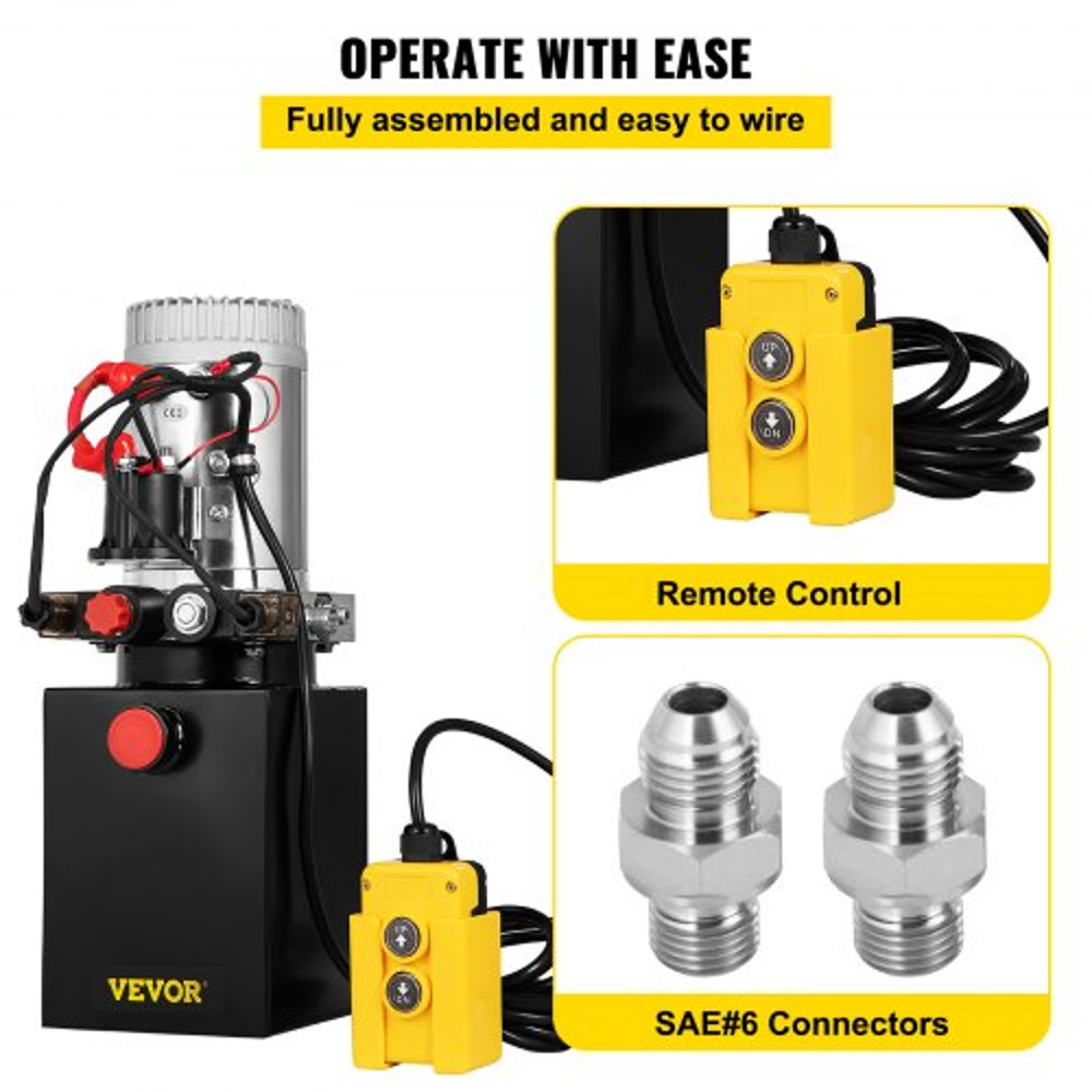 Hydraulic Pump Quart Double Acting Hydraulic Power Unit With Steel Oil Tank DC Pump For Dump Traile 4