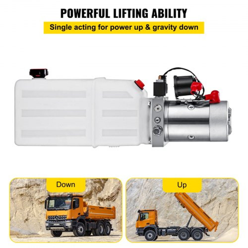 Quart Hydraulic Power Unit Single Acting Hydraulic Pump Dump Trailer 12V DC With Metal Reservoir He 3