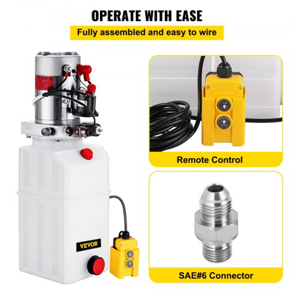 Quart Hydraulic Power Unit Single Acting Hydraulic Pump Dump Trailer 12V DC With Metal Reservoir He 4