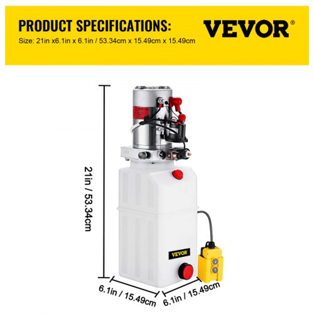 Quart Hydraulic Power Unit Single Acting Hydraulic Pump Dump Trailer 12V DC With Metal Reservoir He 7