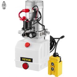 quart single acting hydraulic pump for dump trailer, dc power unit with plastic reservoir & remote unloading system