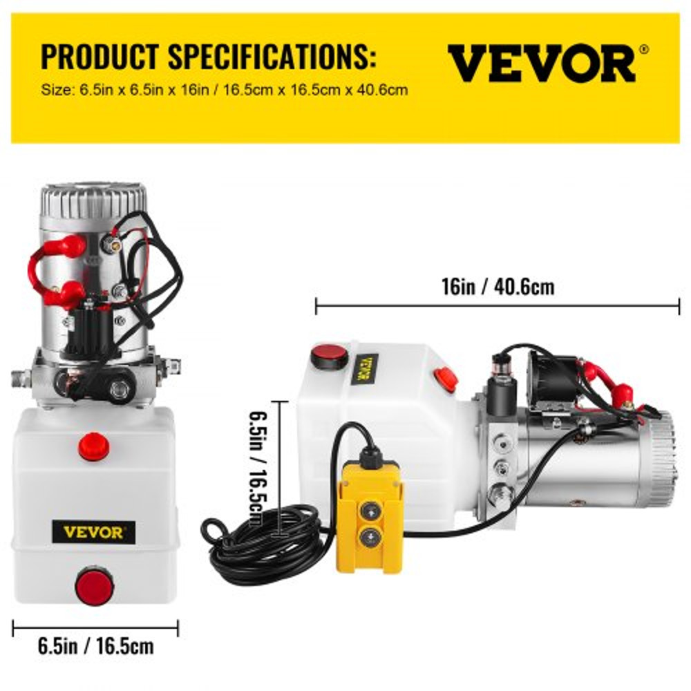 Quart Single Acting Hydraulic Pump For Dump Trailer DC Power Unit With Plastic Reservoir  Remote Un 7