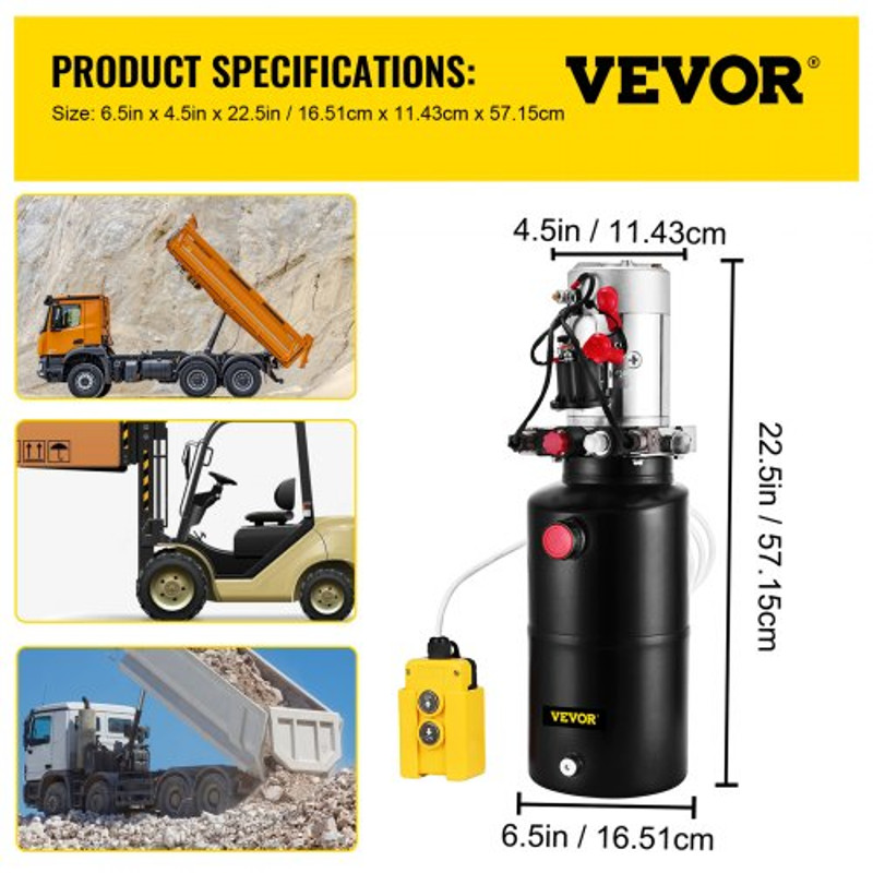 Hydraulic Power Unit DC Double Acting Pump Quart Steel Reservoir Hydraulic Pump For Dump Trailers C 7