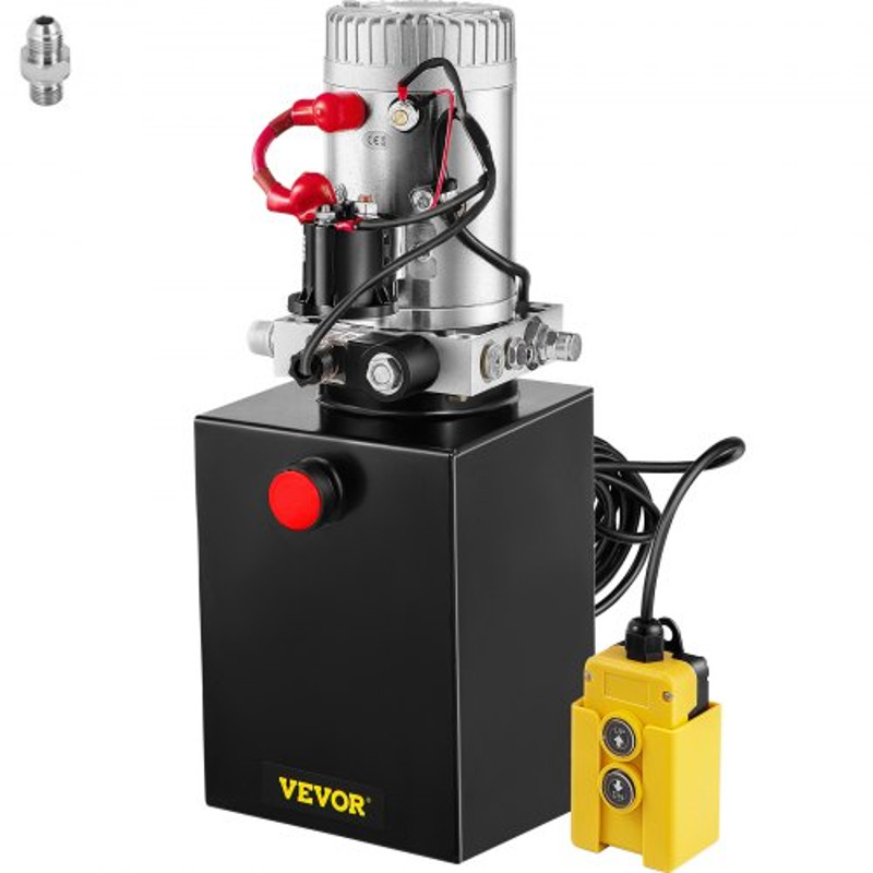 Hydraulic Power Unit Quart DC Single Acting, PSI Max Dump Trailer Pump for Car Lifting, Heavy Duty Steel Reservoir