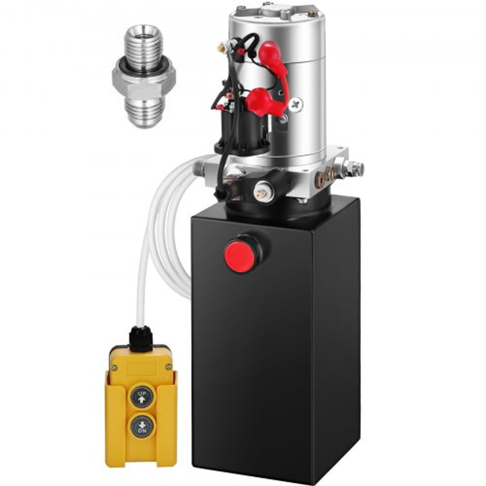 Hydraulic Power Unit Quart DC Single Acting, PSI Max Dump Trailer Pump for Car Lifting, Heavy Duty Steel Reservoir
