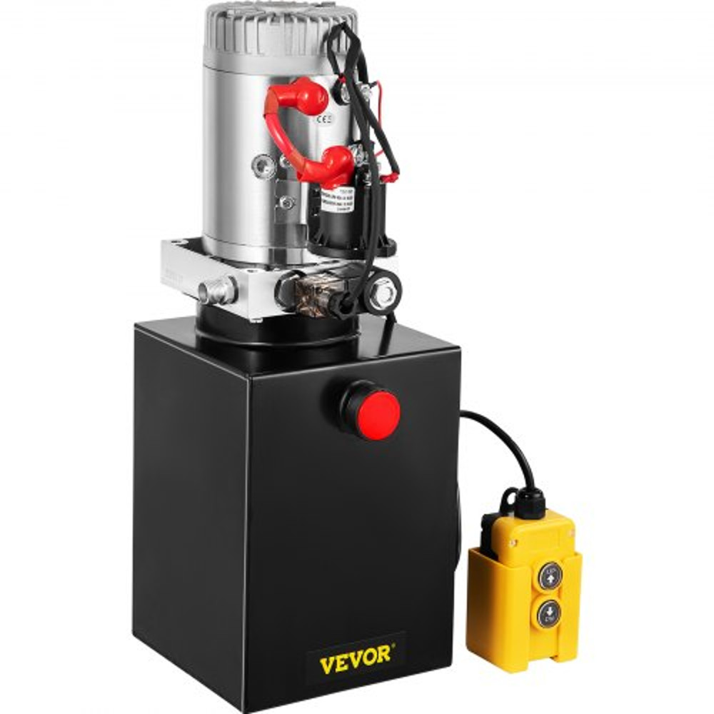 Hydraulic Power Unit Quart DC Single Acting, PSI Max Dump Trailer Pump for Car Lifting, Heavy Duty Steel Reservoir