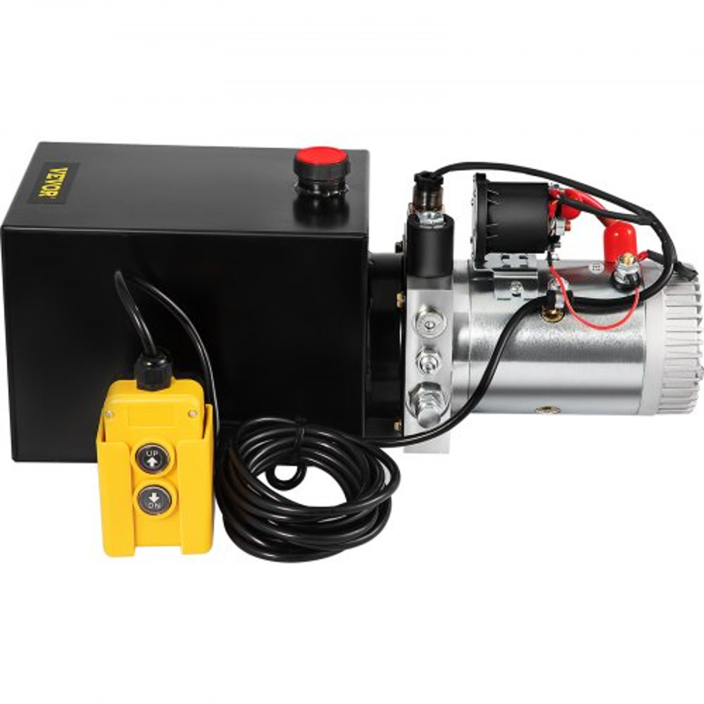 Hydraulic Power Unit Quart DC Single Acting, PSI Max Dump Trailer Pump for Car Lifting, Heavy Duty Steel Reservoir