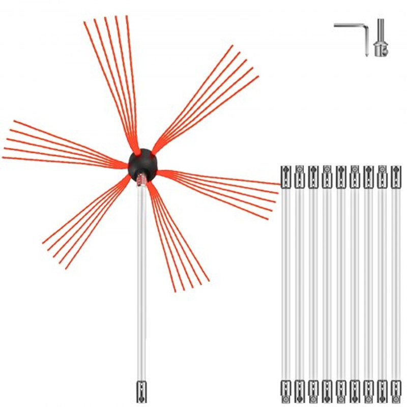 Chimney Sweep Kit HeavyDuty Chimney Cleaning Tool Kit With 10 Nylon Flexible Rods Brush Head Quick  0