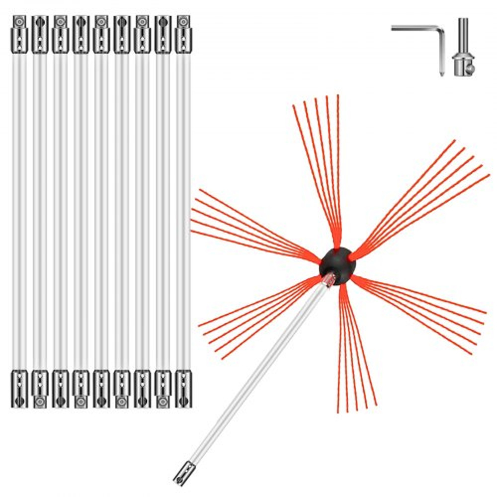 Chimney Sweep Kit HeavyDuty Chimney Cleaning Tool Kit With 10 Nylon Flexible Rods Brush Head Quick  10