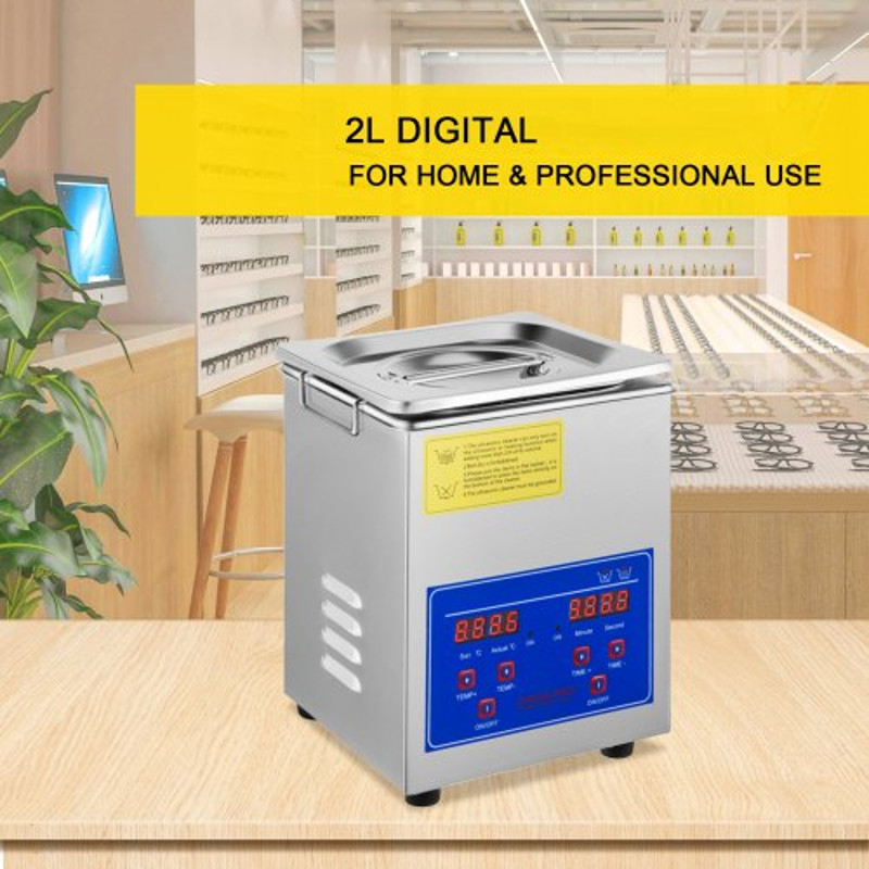 2L Digital Ultrasonic Cleaner, 110V for Jewelry, Watch, Glasses, Diamond & Small Parts Cleaning