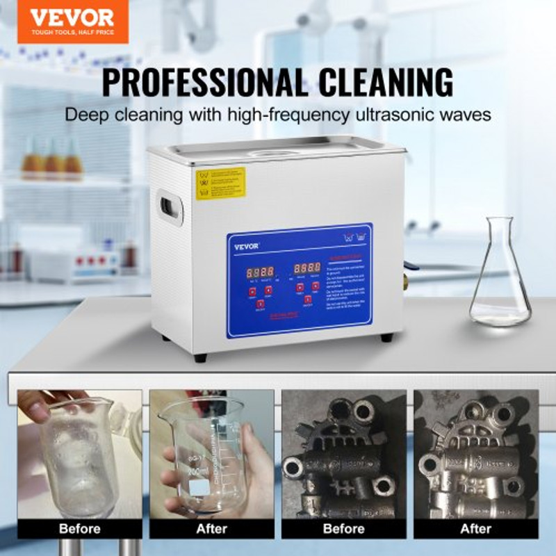 6L 110V Ultrasonic Cleaning Machine, Professional Heated Cleaner for Watch Instruments, Jewelry & Industrial Parts