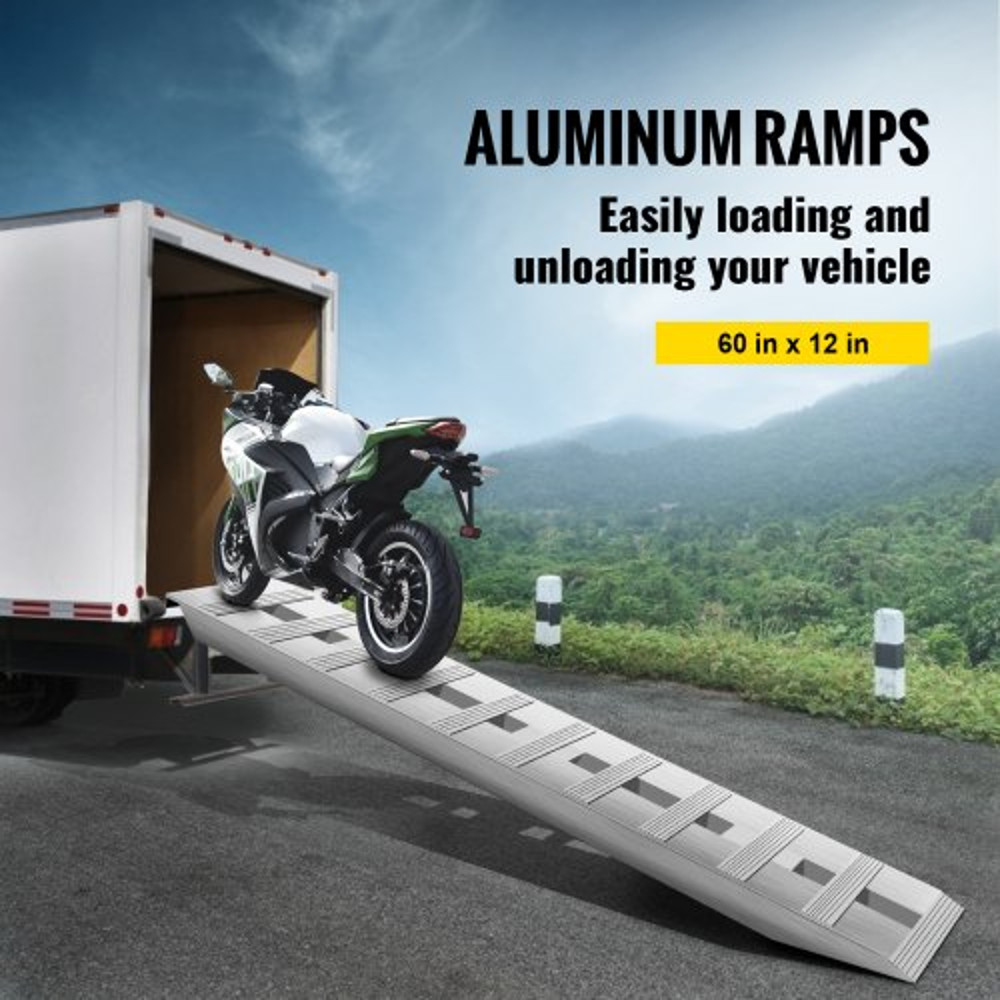HeavyDuty Aluminum Loading Ramps 6000LBS Total Capacity 25 Thick With Secure Hook Ends For Trailers 1
