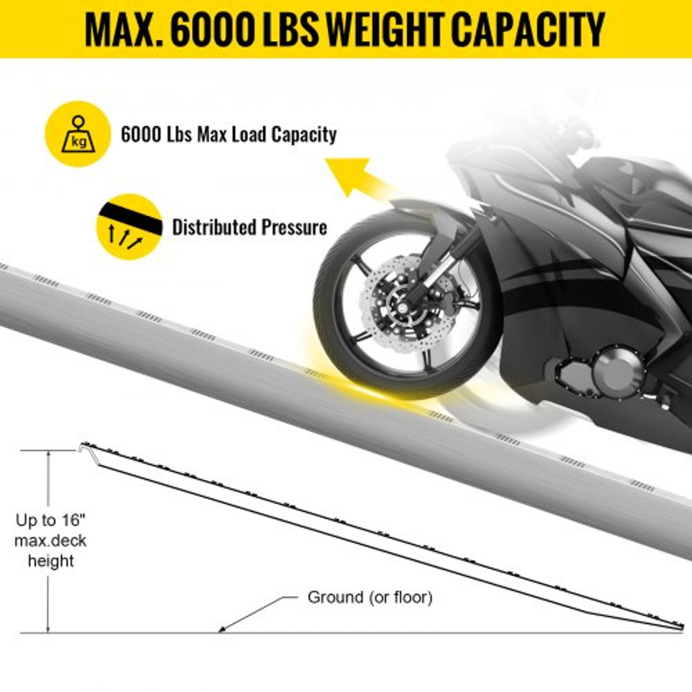 HeavyDuty Aluminum Loading Ramps 6000LBS Total Capacity 25 Thick With Secure Hook Ends For Trailers 3