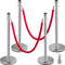 38 Silver Crowd Control Stanchions With Red Velvet Ropes 4Pack Queue Barriers For Events Party Sup 1