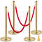 Elegant Crowd Control Barriers 4 Gold Stainless Steel Stanchion Posts With 5ft Red Velvet Ropes For 1
