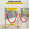 Elegant Crowd Control Barriers 4 Gold Stainless Steel Stanchion Posts With 5ft Red Velvet Ropes For 4