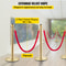 Elegant Crowd Control Barriers 4 Gold Stainless Steel Stanchion Posts With 5ft Red Velvet Ropes For 4