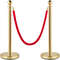 Elegant Crowd Control Barriers 4 Gold Stainless Steel Stanchion Posts With 5ft Red Velvet Ropes For 8