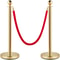 Elegant Crowd Control Barriers 4 Gold Stainless Steel Stanchion Posts With 5ft Red Velvet Ropes For 8