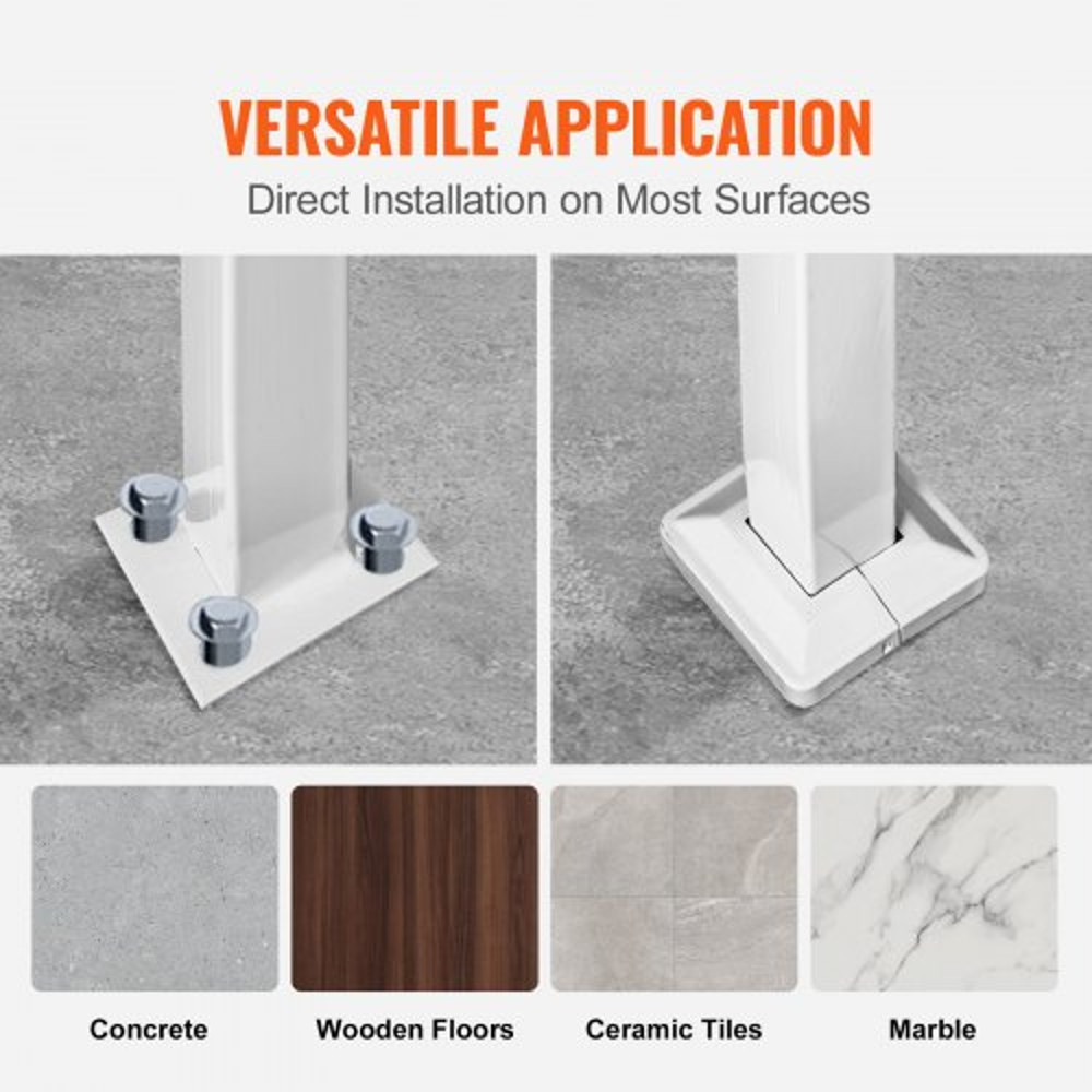 White Wrought Iron Handrail For Outdoor Steps Adjustable Front Porch Stair Railing Fit Concrete Or  4