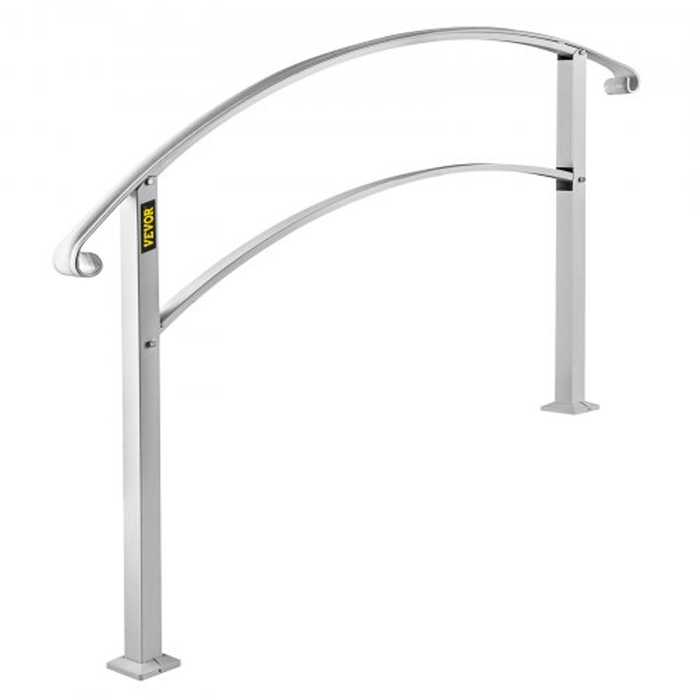 White Wrought Iron Handrail For Outdoor Steps Adjustable Front Porch Stair Railing Fit Concrete Or  9