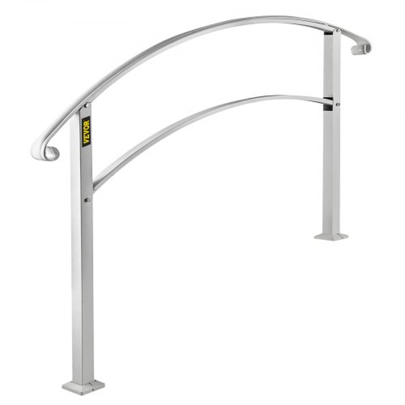 White Wrought Iron Handrail For Outdoor Steps Adjustable Front Porch Stair Railing Fit Concrete Or  9