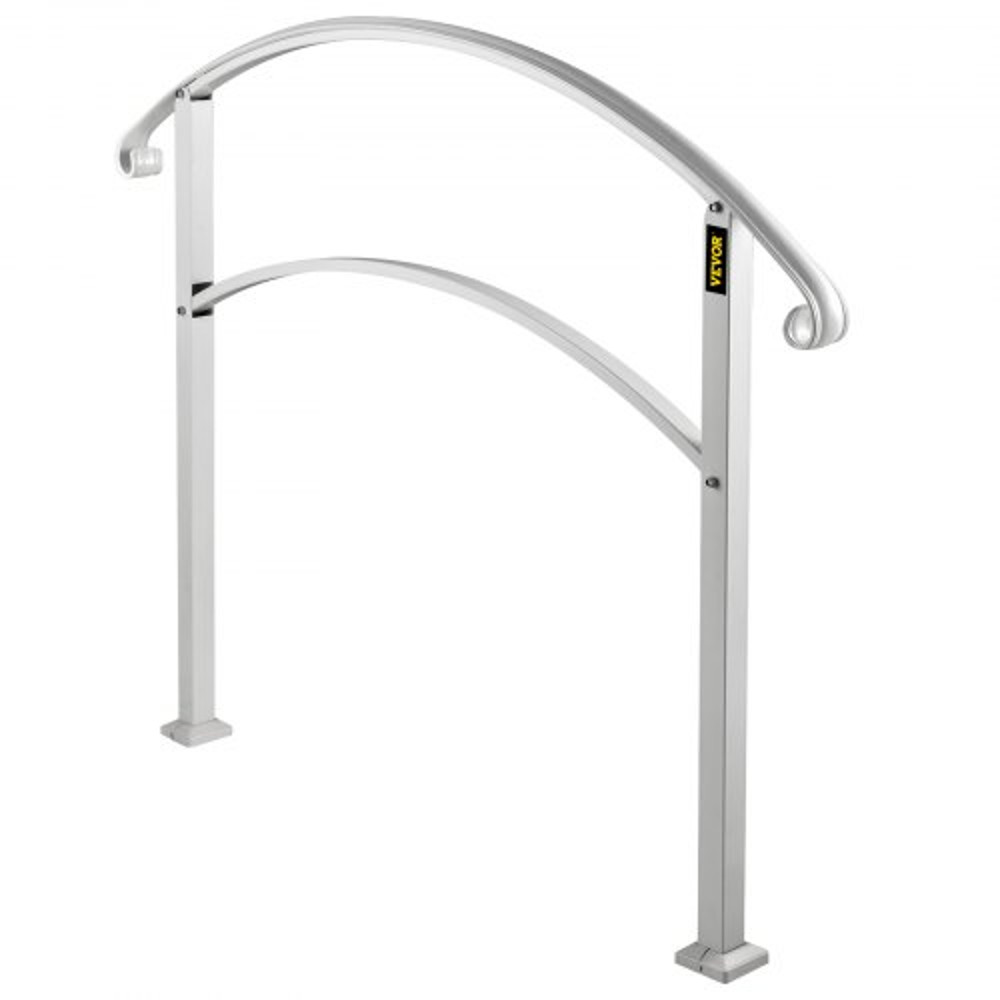White Wrought Iron Handrail For Outdoor Steps Adjustable Front Porch Stair Railing Fit Concrete Or  10