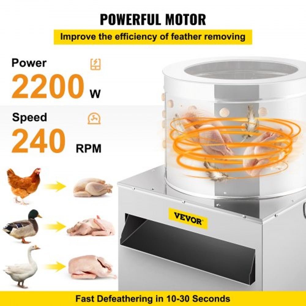 Chicken Poultry Plucker Stainless Steel Feather Plucking Machine With Wheels For Chicken Turkey  Du 3