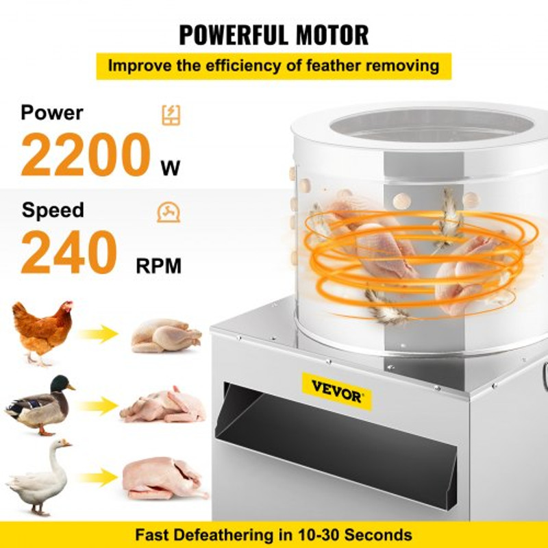 Chicken Poultry Plucker Stainless Steel Feather Plucking Machine With Wheels For Chicken Turkey  Du 3