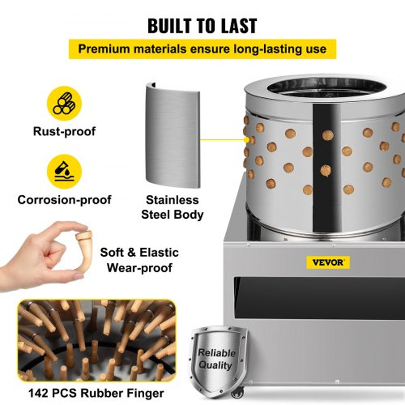 Chicken Poultry Plucker Stainless Steel Feather Plucking Machine With Wheels For Chicken Turkey  Du 4