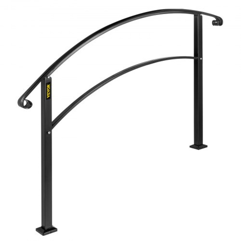 Flexible Outdoor Handrails Black Wrought Iron Stair Railing For Porches Gardens  Entryways WallFree 9