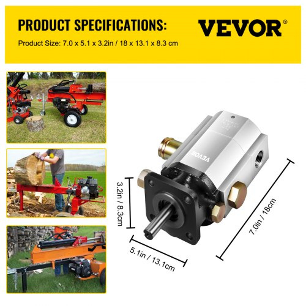 Hydraulic Wood Splitter Pump PSI, GPM Hydraulic Gear Pump, RPM Aluminum Log Splitter Pump for Gas Log Splitters & Power