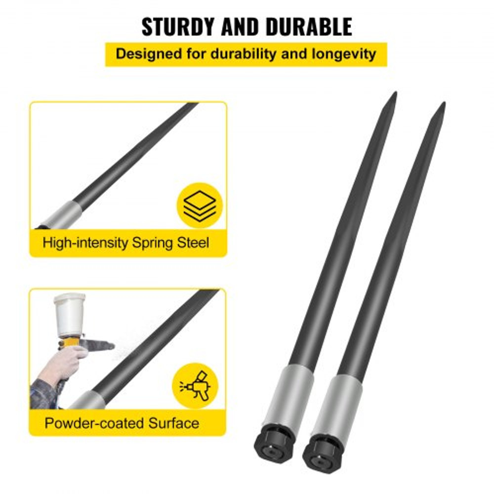Hay Spear Spears High Lbs Capacity Bale Hay Spike Forks With Hex Nut  Sleeve Quick Attach Square Ba 2