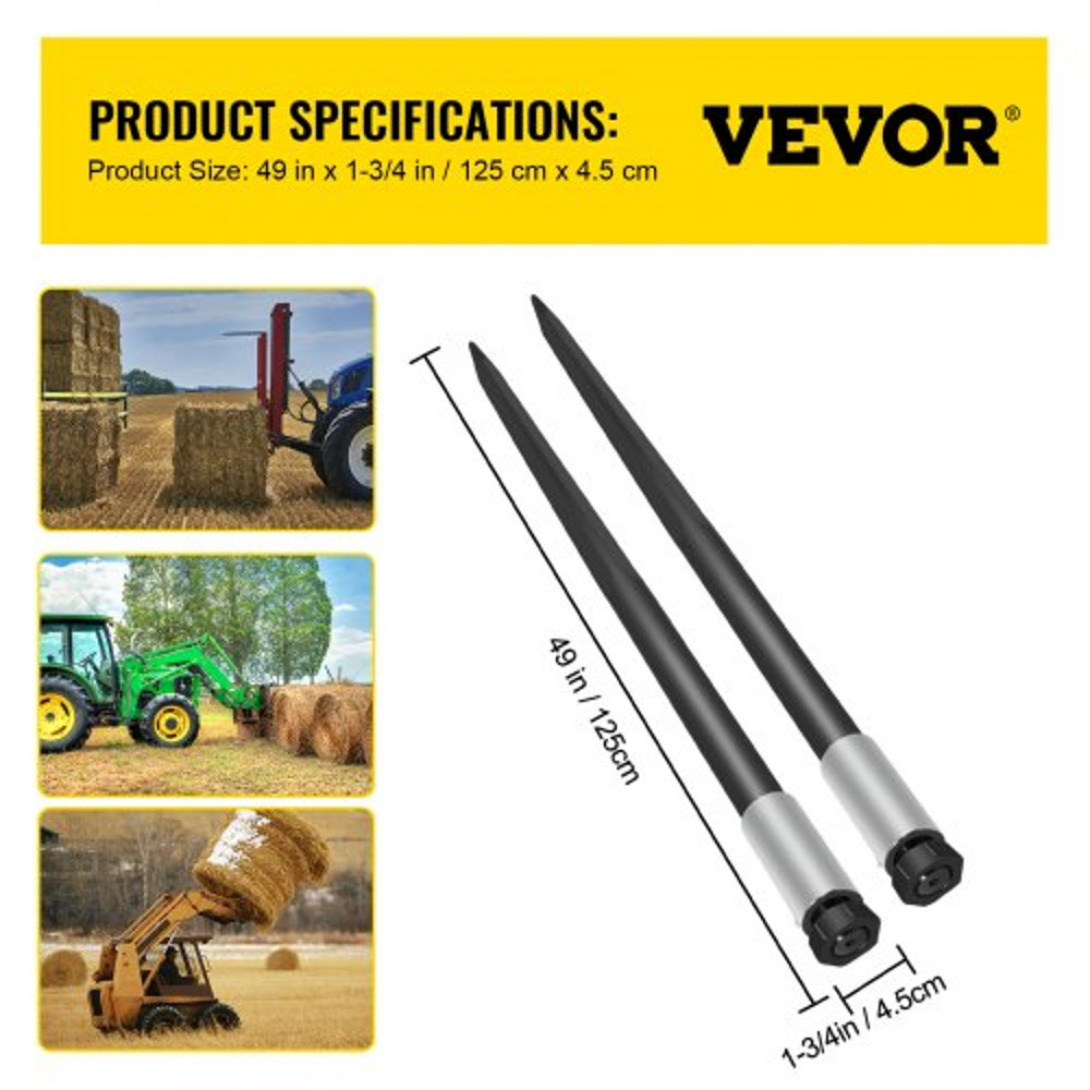 Hay Spear Spears High Lbs Capacity Bale Hay Spike Forks With Hex Nut  Sleeve Quick Attach Square Ba 7