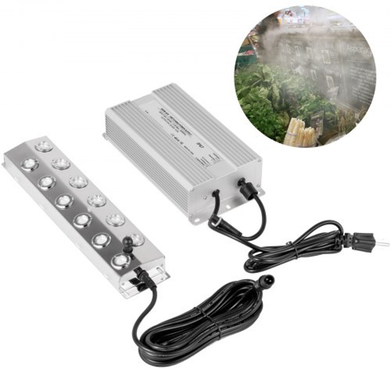 Waterproof Ultrasonic Fogger Humidifier, Head Mist Maker, Stainless Steel Pond Mister Fog Machine for Indoor Garden