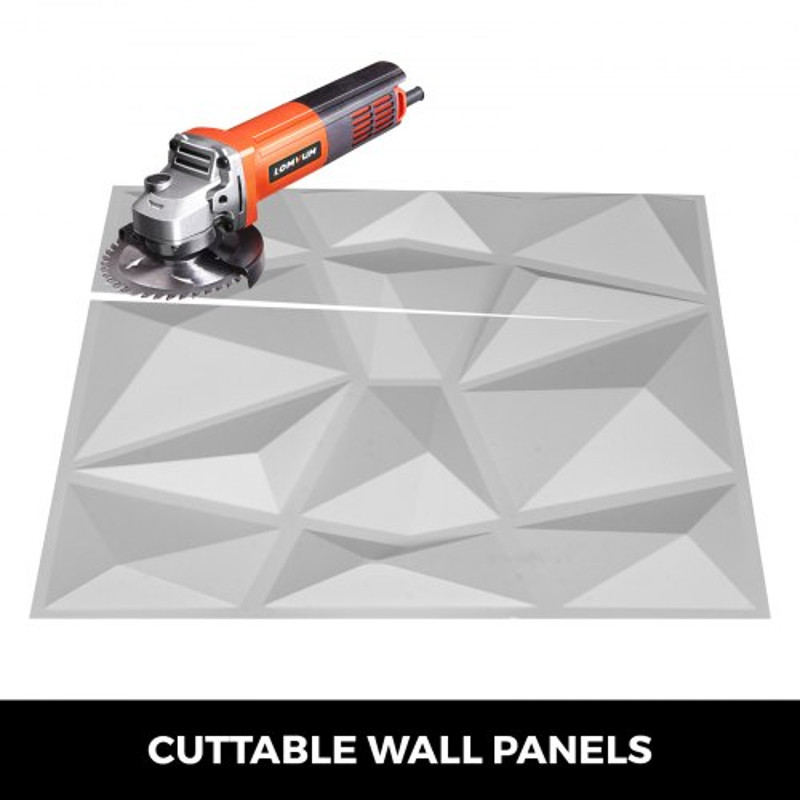 13-Pack 3D PVC Wave Wall Panels, Textured Diamond Design, 35 Sq Ft Interior Wall Decor – Waterproof, Paintable & Easy