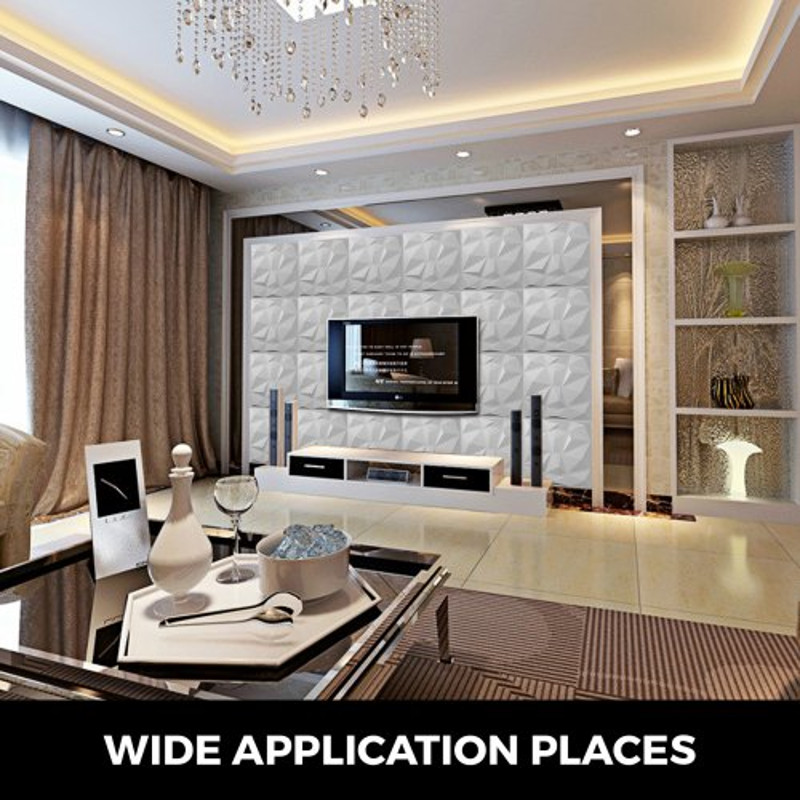 13-Pack 3D PVC Wave Wall Panels, Textured Diamond Design, 35 Sq Ft Interior Wall Decor – Waterproof, Paintable & Easy