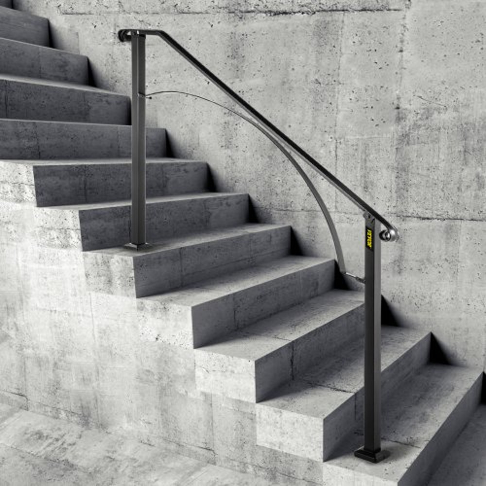 Flexible Porch Railing Black Transitional Handrails For Concrete Steps Or Wooden Stairs 45 Step Mat 0