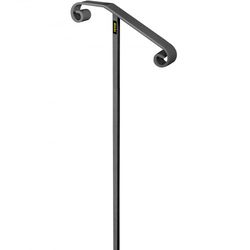 single post handrail wrought iron post mount step grab rail, fits 1 or 2 steps, ground-mounted long post railing